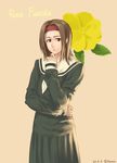  azusa_(hws) flower long_sleeves maria-sama_ga_miteru pleated_skirt school_uniform skirt solo torii_eriko 