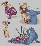  2015 2_penises anthro aquatic armwear bdsm biped blue_body bodily_fluids bondage bound brown_horn clean_diaper clothed clothing crackajackin cum dialogue diaper digital_media_(artwork) duo english_text erection eyes_closed fellatio fish flookz_(character) genital_fluids genitals hi_res horn interspecies leaking_cum legwear male multi_genitalia multi_penis multiple_scenes nude oral pattern_armwear pattern_clothing pattern_legwear penile penis purple_armwear purple_clothing purple_diaper purple_legwear red_eyes sex shark simple_background solo striped_armwear striped_clothing striped_legwear stripes suspension text unclean_diaper upside_down wearing_diaper 