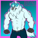  angry anthro blue_eyes brand_new_animal canid canine canis grizzlykubz growling hi_res male mammal muscular muscular_anthro muscular_male shirou_ogami shirtless shirtless_anthro shirtless_male solo studio_trigger wolf 