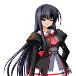  1girl angry black_hair blush breasts clenched_teeth game_asset grimace half-closed_eyes izumi_hikaru kamei large_breasts large_variant_set long_hair long_sleeves non-web_source nose_blush official_art puffy_sleeves red_eyes school_uniform seito_kaichou_hikaru self-datamine simple_background skirt solo tachi-e teeth transparent_background variant_set very_long_hair 
