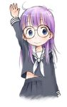  barasui dr._slump glasses long_sleeves norimaki_arale parody pleated_skirt school_uniform skirt solo style_parody 