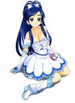  a1 blue_eyes blue_hair boots breasts cleavage cure_white earrings elbow_gloves eyelashes full_body futari_wa_precure gloves half_updo highres jewelry knee_boots large_breasts long_hair long_sleeves magical_girl precure simple_background smile solo white_background white_footwear yukishiro_honoka 