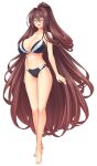  1girl aged_up barefoot black_bra black_panties blush bra breasts brown_hair cleavage closed_eyes collarbone full_body game_asset glasses hair_intakes high_ponytail huge_breasts inoino katsuragi_marina katsuragi_marina_(exs-tia_m) kouyoku_senki_exs-tia large_variant_set long_hair navel non-web_source official_art open_mouth panties ponytail self-datamine simple_background smile solo standing tachi-e transparent_background underwear underwear_only variant_set very_long_hair 
