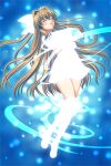  1girl blush boots bow brown_hair closed_eyes dress game_asset glowing glowing_clothes hair_bow hair_intakes henshin highres kamei long_hair non-web_source official_art open_mouth parted_lips ribbon sakurai_natsuki seisenki_valkyrie_sisters self-datamine solo thighhighs transformation variant_set very_long_hair visual_novel_cg 