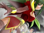  2000s_(style) 3girls :o ass black_hair blue_eyes blue_hair bracelet breasts dress dutch_angle elbow_gloves game_asset gloves green_hair grey_hair hairband jewelry lace lace_trim large_breasts lipstick long_hair looking_back magical_girl mahou_senshi_(series) mahou_senshi_princess_tear maid maid_headdress makeup multiple_girls non-web_source official_art open_mouth panties pantyshot parted_lips ponytail purple_eyes saitou_natsuki sakura_airi_(mahou_senshi) self-datamine short_dress short_hair sideboob smile standing sweet_rouge thighhighs underwear upskirt variant_set visual_novel_cg white_hair white_panties yellow_eyes 