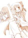  bamboo_broom broom kohaku long_sleeves monochrome sagami_inumaru solo tsukihime witch 