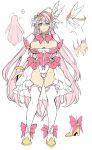  1girl absurdres ahoge aiuchi_runa ass_visible_through_thighs boots bow bowtie bracelet breasts bridal_gauntlets cleavage cleavage_cutout closed_mouth clothing_cutout commentary_request flat_color full_body gem green_eyes hair_between_eyes hair_ornament high_heel_boots high_heels highleg highleg_leotard highres huge_breasts jewelry juliet_sleeves leotard long_hair long_sleeves looking_at_viewer magical_girl multiple_views pink_bow pink_bowtie pink_hair puffy_sleeves reference_sheet resistear second-party_source seikou_tenshi_resistear showgirl_skirt simple_background sketch skirt smile solo standing takatsuki_ichi thigh_boots thighhighs very_long_hair white_background white_thighhighs 