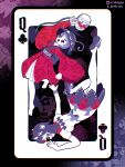  2girls absurdres arm_up arrow_print black_dress blush bow bowl bowl_hat card commentary_request dress full_body grin hat highres holding holding_mallet japanese_clothes kijin_seija kimono long_sleeves mallet medium_hair miracle_mallet multicolored_dress multiple_girls obi open_mouth playing_card purple_hair queen_(playing_card) queen_of_clubs red_dress red_kimono sandals sash sharp_teeth short_hair short_sleeves smile sparkling_eyes sukuna_shinmyoumaru teeth touhou upside-down viis-art waist_bow white_dress wide_sleeves 