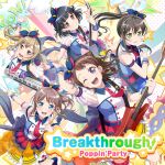  5girls :d album_cover album_name back_bow bang_dream! bang_dream!_girls_band_party! bass_guitar belt black_hair blonde_hair blue_bow blue_eyes blue_hairband bow brown_eyes brown_hair buttons commentary cover double-breasted drumsticks earrings electric_guitar floating_earrings frilled_skirt frilled_wrist_cuffs frills green_eyes guitar hair_bow hair_ornament hairband hanazono_tae highres holding holding_drumsticks hoop_earrings ichigaya_arisa instrument jewelry keytar layered_skirt long_hair looking_at_viewer medal multicolored_skirt multiple_girls necktie off-shoulder_shirt off_shoulder official_art playing_instrument polka_dot polka_dot_background poppin'party purple_eyes red_buttons red_necktie see-through_clothes see-through_sleeves shirt short_hair skirt sleeveless sleeveless_shirt smile sound_effects star_(symbol) star_hair_ornament toyama_kasumi ushigome_rimi wrist_cuffs yamabuki_saya yellow_eyes 