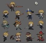  >_< 6+boys absurdres armor bandage_over_one_eye baton_(weapon) bayonet blade_lineage_(identity)_(project_moon) blonde_hair blood blood_on_clothes blood_on_face blood_on_weapon blue_cape blue_hat blue_necktie breastplate cape cavalier_hat chibi chibi_only cinq_association_south_uniform coat coat_on_shoulders commentary_request conical_hat crossed_bangs dawn_office_(identity)_(project_moon) devyat'_association_north_uniform e.g.o_(project_moon) egg fedora fire flaming_weapon gauntlets glass goggles goggles_on_head greatsword green_pants grey_background gun hair_between_eyes halberd hat hat_feather heishou_pack-you_branch_(identity)_(project_moon) highres holding holding_baton_(weapon) holding_gun holding_instrument holding_maracas holding_polearm holding_staff holding_sword holding_weapon instrument jacket japanese_clothes kimono korean_commentary limbus_company los_mariachis_(identity)_(project_moon) male_focus maracas molar_boatworks_(identity)_(project_moon) multiple_boys multiple_persona n_corp._fanatic_(identity)_(project_moon) necktie ofuda ofuda_on_clothes open_clothes open_jacket open_mouth orange-tinted_eyewear pants parted_bangs partially_shaded_face pinky_(identity)_(project_moon) planted planted_sword plume polearm project_moon rapier red_eyes red_sheet_(e.g.o) rice_hat scarf sheath sheathed short_hair sinclair_(project_moon) single_wing sombrero ssong25z staff sword tassel tearing_up technology_liberation_alliance_(identity)_(project_moon) thumb_(identity)_(project_moon) tinted_eyewear v-shaped_eyebrows wax_seal waxen_pinion_(e.g.o) weapon weapon_tassel wide_brim wings yellow_eyes zwei_association_south_(identity)_(project_moon) zwei_association_south_uniform zwei_association_west_uniform 