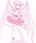  cardcaptor_sakura garters hoshi_no_tsue kinomoto_sakura long_sleeves magical_girl monochrome mutsuki_(moonknives) oekaki pink solo white_background wings 