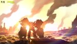  1boy absurdres chinese_commentary commentary_request cyberpunk:_edgerunners cyberpunk_(series) cyborg david_martinez desert evening game_asset highres logo male_focus official_art outdoors solo spoilers standing tagme wide_shot wuthering_waves 
