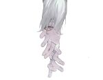  1boy commentary_request crack fate/grand_order fate_(series) grey_eyes hair_between_eyes highres looking_at_viewer male_focus marisbury_animusphere smile solo ux_xu_gaogao white_hair 