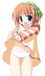  artist_request bandana blue_eyes blush brown_hair child dress dress_lift long_sleeves lowres navel panties short_hair solo suigetsu thigh_gap underwear waha white_panties yamato_suzuran 