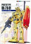  1970s_(style) 1980s_(style) artist_name assault_visor beam_cannon beam_rifle blue_visor character_name commentary_request copyright_name earth_federation energy_gun faux_retro_artstyle gundam holding holding_energy_gun holding_weapon magazine_scan mecha mecha_focus mixed-language_text mobile_suit mobile_suit_gundam mobile_suit_gundam_the_origin official_art ookawara_kunio prototype_gundam retro_artstyle robot rx-78-01_prototype_gundam scan science_fiction shield traditional_media translation_request v-fin weapon 