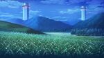  absurdres artist_request cloud flower forest game_asset highres hill lily_of_the_valley mountain nature night no_humans outdoors petals scenery sky star_(sky) starry_sky third-party_source touhou touhou_spell_carnival tower tree white_flower 