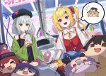  2girls against_glass ahoge alternate_costume arcade beret black_dress blonde_hair blush cardigan character_doll cirno collared_shirt commentary contemporary crane_game crystal crystal_wings doll dress drinking drinking_straw drinking_straw_in_mouth flandre_scarlet green_cardigan green_eyes green_hair green_hat hair_ornament hair_scrunchie hakurei_reimu hat hat_ornament heart heart_of_string hecatia_lapislazuli highres kanpa_(campagne_9) kirisame_marisa komeiji_koishi konpaku_youmu long_hair medium_hair multicolored_wings multiple_girls neck_ribbon one_side_up open_cardigan open_clothes open_mouth pointy_ears red_eyes red_vest remilia_scarlet ribbon saigyouji_yuyuko scrunchie shameimaru_aya shirt short_sleeves smile speech_bubble stuffed_toy sukuna_shinmyoumaru teeth thought_bubble touhou upper_teeth_only vest white_shirt wings yellow_ribbon yukkuri_shiteitte_ne 