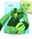  1girl absurdres afro against_fourth_wall against_table alien animal_print belly big_hair blue_background bodypaint breasts cat_print clitoris clothing_aside commentary cropped_legs do_you_want_to_pet_my_cat_(meme) drawn_ears drawn_eyes drawn_whiskers english_commentary english_text fewer_digits forehead_jewel fourth_wall gauntlets gem gem_(steven_universe) green_eyes green_gem green_hair head_tilt headgear highres homeworld_gem_uniform leotard leotard_aside limb_enhancers_(steven_universe) looking_at_viewer medium_breasts meme mons_pubis peridot_(steven_universe) pussy pussy_focus see-through_clothes see-through_leotard solo speech_bubble squishybolts steven_universe table uncensored 