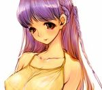  blush braid breasts copyright_request goshiki_suzu huge_breasts purple_hair solo 