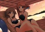  bikini breasts cloud dutch_angle folded_ponytail horizon innertube komaki_ikuno komaki_manaka long_hair medium_breasts mizuki_makoto multiple_girls outdoors sitting sky small_breasts swimsuit to_heart_2 