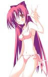  bikini blush kousaka_tamaki long_hair ogiwara_sou one_eye_closed pink_hair solo swimsuit to_heart_2 very_long_hair 