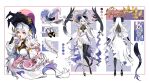  absurdres asymmetrical_legwear bow bowtie breasts english_commentary frilled_thighhighs frills hair_ornament hat highres horns large_breasts leaf leaf_ornament luami_media mismatched_legwear open_mouth pink_eyes reference_sheet shoes skeleton smile star_(symbol) star_in_eye suwaa_hakirin suwaa_sagryuu symbol_in_eye thighhighs virtual_youtuber white_bow white_bowtie white_hair witch_hat 