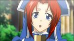  blue_eyes esther_blanchett nun outdoors red_hair screencap solo trinity_blood 