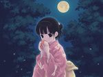  amami_mikihiro fireflies full_moon japanese_clothes kimono long_sleeves moon original pink_kimono solo water_yoyo yukata 