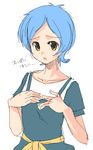  :o blue_hair flat_chest hands kurenai_sayaka oekaki okusama_wa_mahou_shoujo onija_tarou open_mouth sash short_hair simple_background sketch solo translated yellow_eyes 