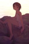  artist_request chemise copyright_request highres rock sitting solo sunset water 