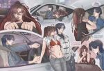  2girls ahoge alternate_costume alternate_hair_length_(shorter) alternate_hairstyle alternate_universe artist_name bare_shoulders bikini black_hair black_pants black_shirt blowing_bubbles blue_jacket bra bracelet breast_tattoo breasts brown_hair candy car car_interior chewing_gum city cleavage cleavage_cutout closed_eyes clothing_cutout collared_shirt contemporary couple crop_top denim driving ear_piercing earrings elbow_rest english_commentary english_text food food_in_mouth genderswap genderswap_(mtf) grandmaster_of_demonic_cultivation grey_eyes grey_pants grin hair_ribbon half_updo hand_in_pocket hand_on_another's_ass hand_on_another's_hip headphones headphones_around_neck heart heart_ahoge highleg highleg_panties highres jacket jeans jewelry kiss lan_wangji lollipop lollipop_in_mouth long_hair long_sleeves looking_at_another looking_at_viewer looking_to_the_side makeup medium_breasts midriff motor_vehicle mouth_hold multiple_girls multiple_rings multiple_views navel navel_piercing neombers off_shoulder open_mouth panties pants piercing ponytail red_bikini red_bra red_panties red_ribbon red_shirt ribbon ring shirt short_hair sidelocks sitting sleeveless sleeveless_shirt smile speech_bubble steering_wheel swimsuit t-shirt tassel tattoo turtleneck underwear watch wei_wuxian white_jacket white_shirt wristwatch yaopei yellow_eyes yuri 
