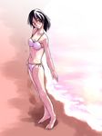  beach bikini black_hair dozepara head_tilt red_eyes sand school_rumble solo swimsuit tsukamoto_yakumo 