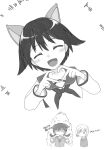  3girls animal_ears aura blush dog_ears dog_girl erica_hartmann gertrud_barkhorn highres jacket looking_at_another miyafuji_yoshika monochrome multiple_girls open_mouth r_dehido9630 sailor_collar school_uniform short_hair simple_background smile strike_witches twintails upper_body world_witches_series 