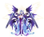  1girl absurdly_long_hair blue_eyes blue_hair blush breasts chest_jewel cleavage detached_sleeves dress elbow_gloves exs-marina feathered_wings floating floating_object floating_sword floating_weapon full_body game_asset gloves gold_trim halo highres horns huge_breasts inoino katsuragi_marina kouyoku_senki_exs-tia large_variant_set long_hair looking_at_viewer low_wings magical_girl multiple_wings non-web_source official_art oversized_wings parted_lips pelvic_curtain pointy_ears self-datamine simple_background solo sword tachi-e tail thighhighs transparent_background variant_set very_long_hair weapon white_gloves white_hair wings 