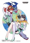  1boy 1girl bare_shoulders black_hair blue_eyes breasts brown_hair card_(medium) commentary_request digimon digimon_(creature) digimon_card_game digimon_story:_time_stranger dress full_body goggles goggles_on_head gomamon green_dress green_jacket jacket multicolored_jacket official_art pants patamon picodevimon red_scarf scarf seal_(animal) short_hair single_thighhigh smile thighhighs tonami_kanji two-tone_dress two-tone_jacket white_dress white_jacket white_pants white_thighhighs yellow_eyes yuuki_dan yuuki_kanan 