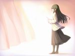  bad_id bad_pixiv_id black_eyes black_hair black_skirt copyright_request curtains letter long_hair long_skirt shirakaba skirt solo wind 