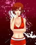  bad_id bad_pixiv_id bare_shoulders breasts brown_hair choker cleavage highres large_breasts meiko midriff navel nez-doll red_eyes short_hair skirt solo vocaloid zipper 