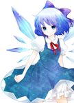  bad_id bad_pixiv_id bloomers blue_eyes blue_hair bow chico152 cirno gradient_hair hair_bow multicolored_hair short_hair simple_background solo touhou underwear white_background wings 