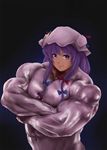  bad_id bad_pixiv_id bow crossed_arms hair_bow hat kirieppa muscle patchouli_knowledge purple_eyes purple_hair solo touhou 