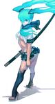  aqua_eyes aqua_hair hatsune_miku katana long_hair school_uniform sword twintails vocaloid weapon 