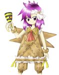  box cardboard_box hachimaki headband megaphone oota_jun'ya_(style) original parody purple_eyes purple_hair sasaki_rinbokusan simple_background solo style_parody touhou 