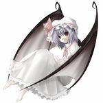  barefoot bat_wings hat pale_skin remilia_scarlet shirayuki_mutsumi solo touhou wings 