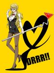  breasts cigarette durarara!! genderswap genderswap_(mtf) glasses heiwajima_shizuo high_heels highres large_breasts legs legwear_under_shorts loup-garou pantyhose shoes shorts sign solo 