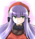  fur green_eyes hat long_hair megami_tensei mou_shobou purple_hair shimanaka_arihito solo 