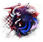  absurdres asymmetrical_wings black_hair black_legwear highres houjuu_nue oburaato polearm red_eyes short_hair snake solo thighhighs touhou trident ufo weapon wings zettai_ryouiki 