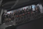  6+girls ankle_boots beret black_hair black_hat blonde_hair boots breasts brown_hair caldari_navy_(eve_online) caldari_state_(eve_online) cleavage close-up commentary cross cross-section cut-away dropship english_commentary eve_online fire_extinguisher first_aid_kit frigate_(eve_online) grey_background grey_shorts grey_theme hat highres holding lai_dai_corporation_(eve_online) long_hair maya_(medium) medium_breasts military_vehicle multiple_girls official_art photoshop_(medium) realistic red_hat science_fiction screen short_hair short_sleeves shorts sitting spacecraft support_ship_(eve_online) will_burns 