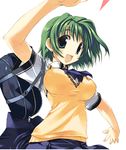  amazuyu_tatsuki bag comic_party green_hair lowres official_art ooba_eimi school_uniform skirt solo sweater sweater_vest vest 