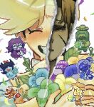  2girls 2others 3boys 7_colored_flowers_(deltarune) 9aaaalt29 animal_ears aqua_(deltarune) black_eyes black_hair blonde_hair blue_(deltarune) blue_hair blue_skin bouquet boxing_gloves chef_hat closed_eyes closed_mouth colored_skin commentary cowboy_hat deltarune flowery_(deltarune) green_(deltarune) green_hair green_skin hat headband highres holding holding_bouquet mouse_(animal) mouse_ears mouse_tail multiple_boys multiple_girls multiple_others orange_(deltarune) orange_headband pixel_art purple_hair purple_skin reflection revealing_layer round_eyewear scar scar_on_face seth_(deltarune) spoilers tail teeth tutu untranslatable_commentary utdr_(toby_fox) white_background yellow_(deltarune) yellow_skin 