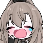  1girl armor black_armor black_gloves blush brown_hair chibi chibi_only closed_eyes commentary covering_own_mouth double-parted_bangs english_commentary eydis_(sao) facing_viewer fingerless_gloves gloves hair_between_eyes hand_up integrity_knight_armor long_hair lowres messy_hair open_mouth phanuchan portrait raised_eyebrows simple_background sleepy solo sword_art_online sword_art_online:_alicization sword_art_online:_unleashed_blading tearing_up transparent_background two-tone_armor white_armor wide_mouth yawning 