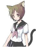  animal_ears cat_ears kimarin lowres original pleated_skirt school_uniform skirt solo tail 